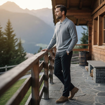 Grey Cashmere Sweater - Grey - Angled Shot