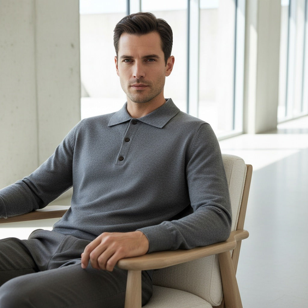 Grey Cashmere Sweater - Grey - Side Profile