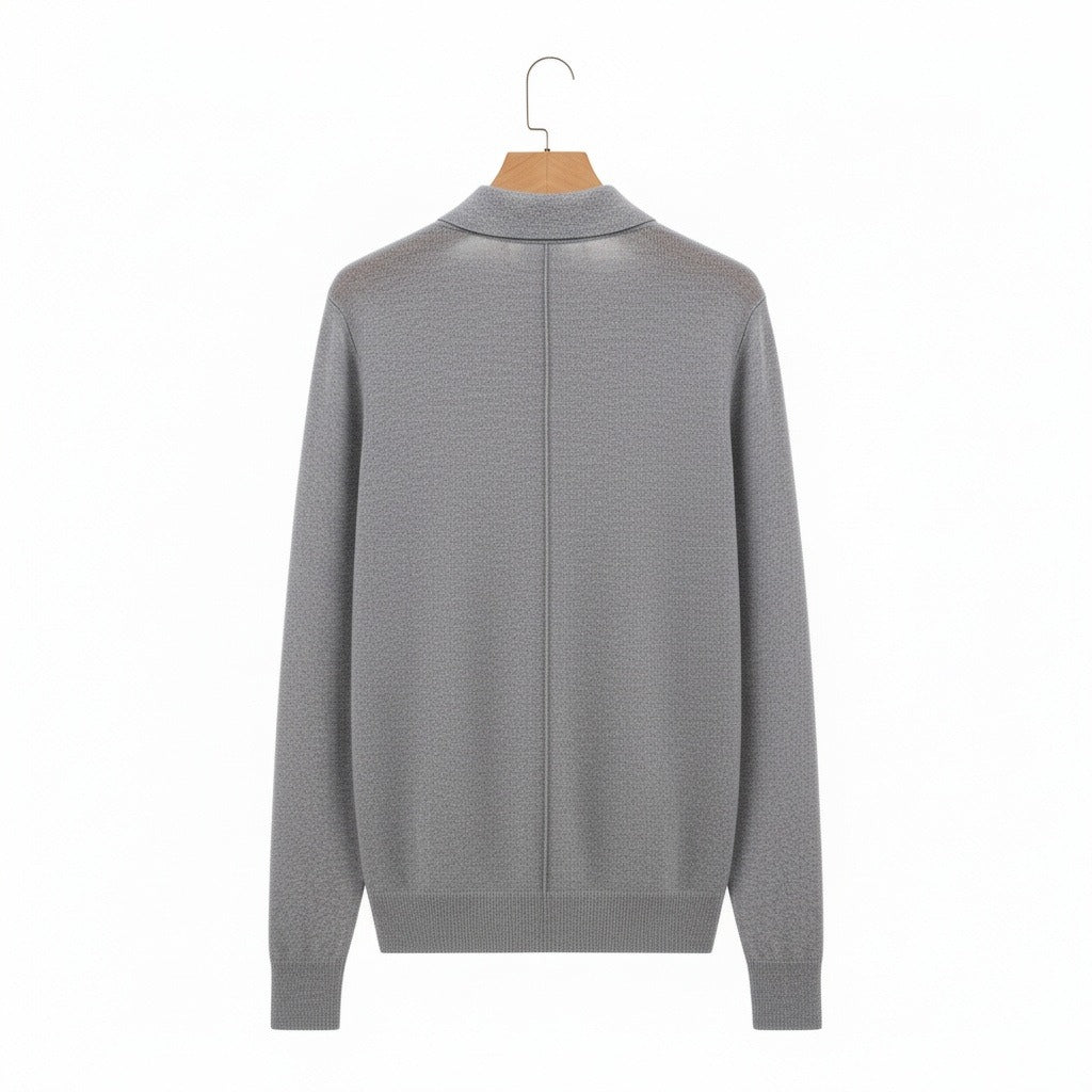 Grey Cashmere Sweater - Grey - Fabric Detail