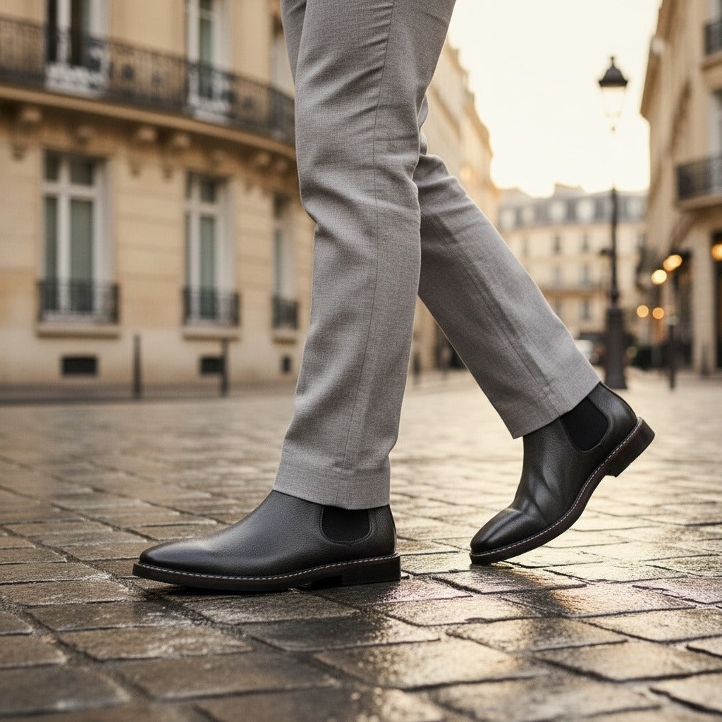 Grey Chelsea Boots Mens - Grey - Angled Shot