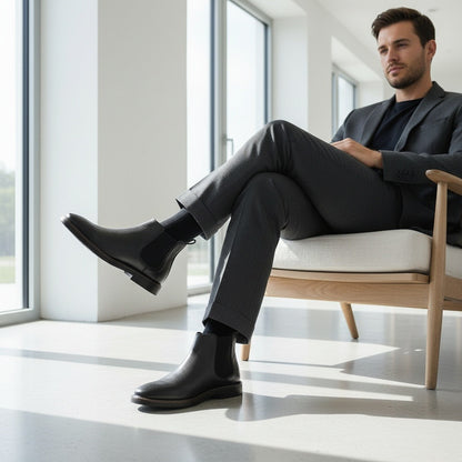 Grey Chelsea Boots Mens - Grey - Side Profile