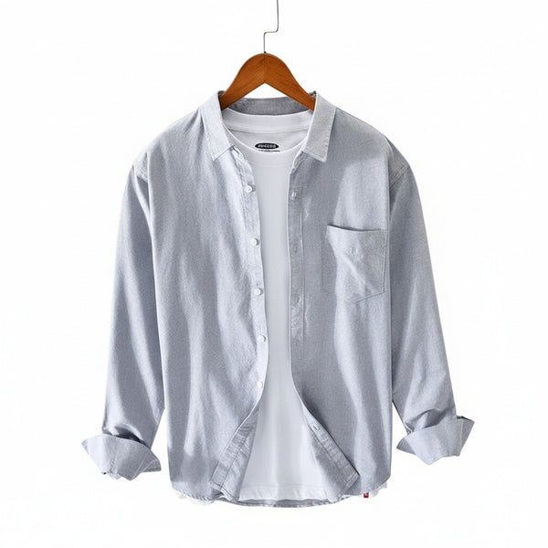 Grey Cotton Shirt - Grey - Front View