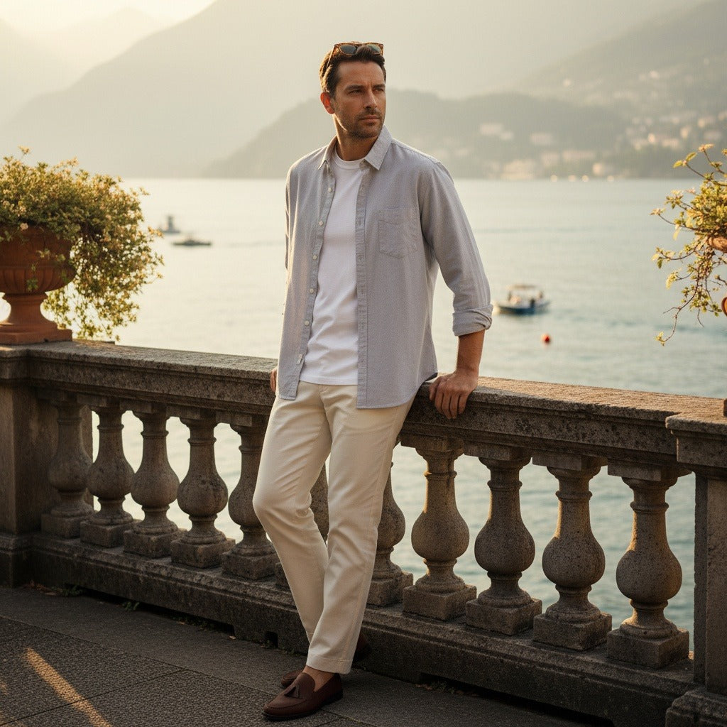 Grey Cotton Shirt - Grey - Angled Shot