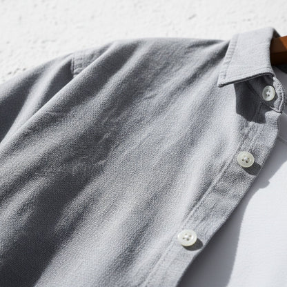 Grey Cotton Shirt - Grey - Back View