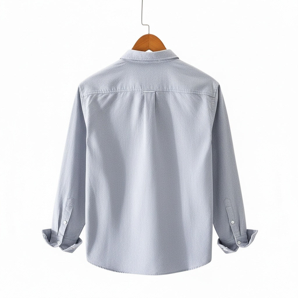 Grey Cotton Shirt - Grey - Fabric Detail