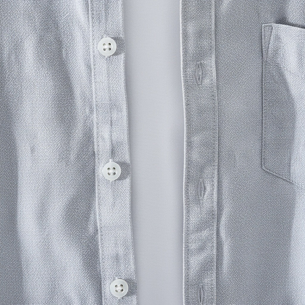 Grey Cotton Shirt - Grey - Texture Close Up