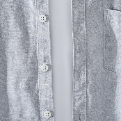 Grey Cotton Shirt - Grey - Texture Close Up