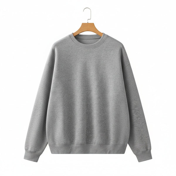 Grey Crew Neck Sweater - Grey - Front View
