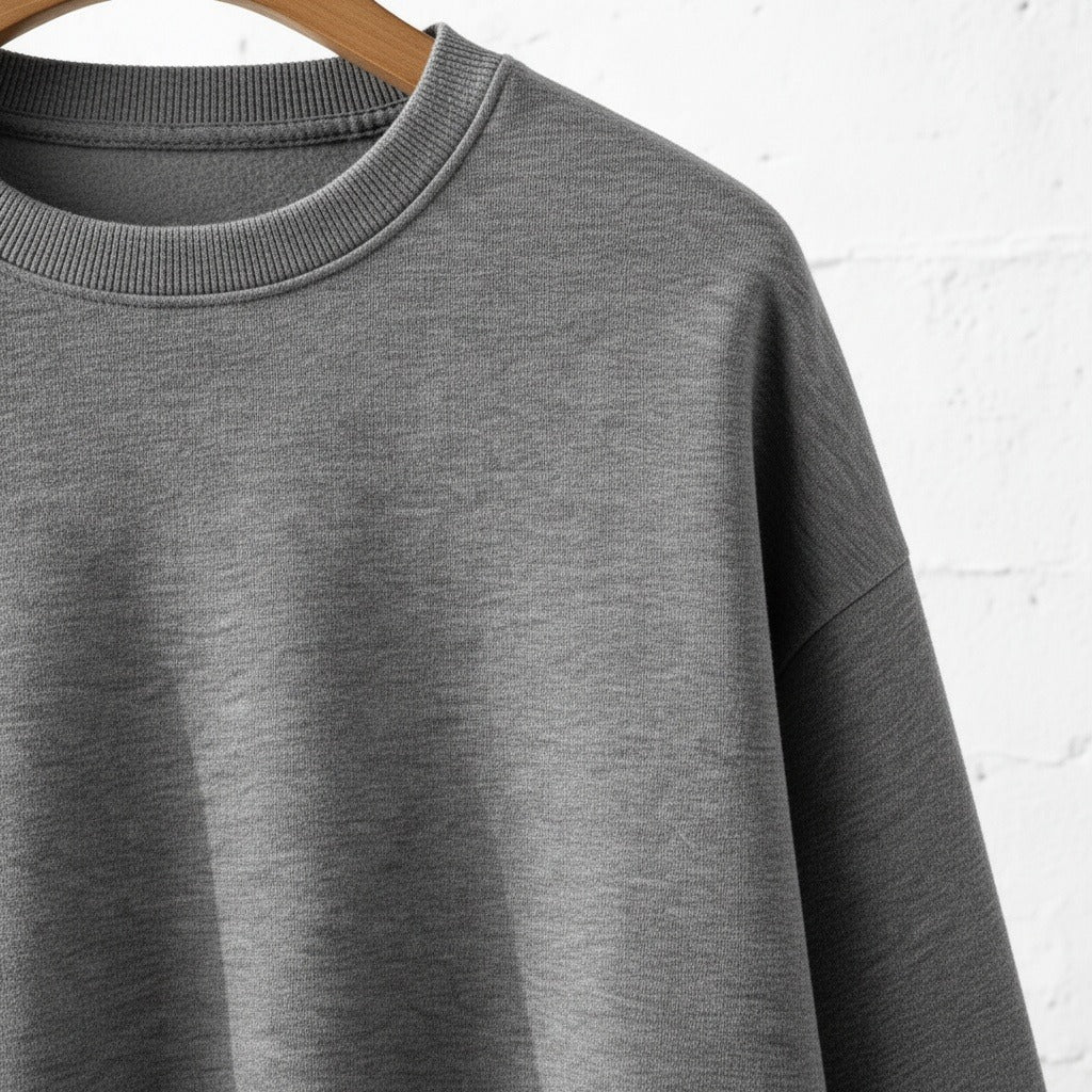 Grey Crew Neck Sweater - Grey - Back View