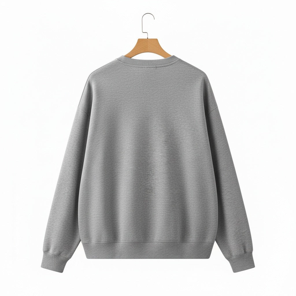 Grey Crew Neck Sweater - Grey - Fabric Detail