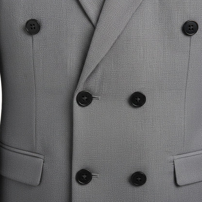 Grey Double Breasted Suit - Grey - Texture Close Up