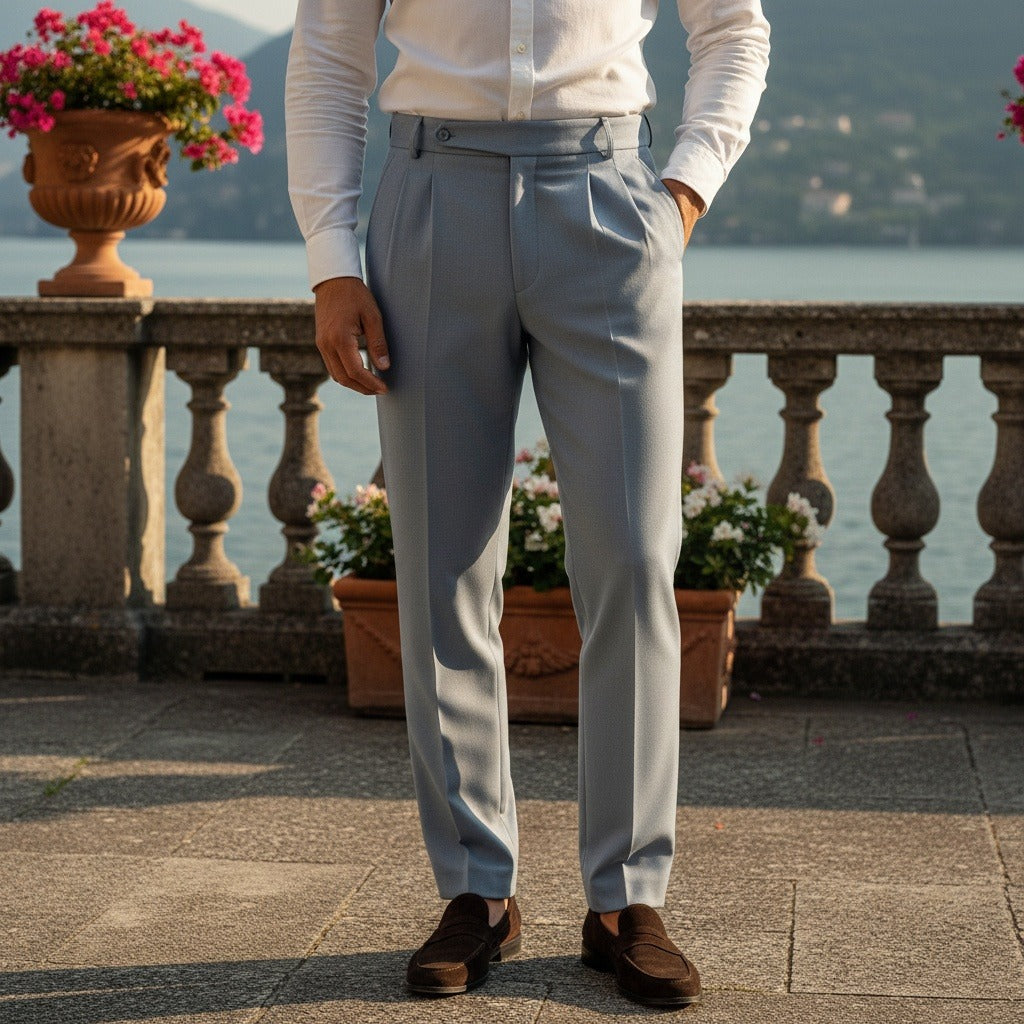 Grey Gurkha Trousers - Grey - Angled Shot