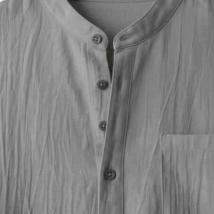 Grey Linen T Shirt - Grey - Texture Close Up