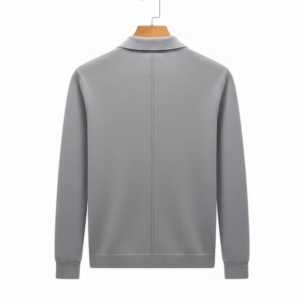 Grey Long Sleeve Polo Shirt - Grey - Fabric Detail