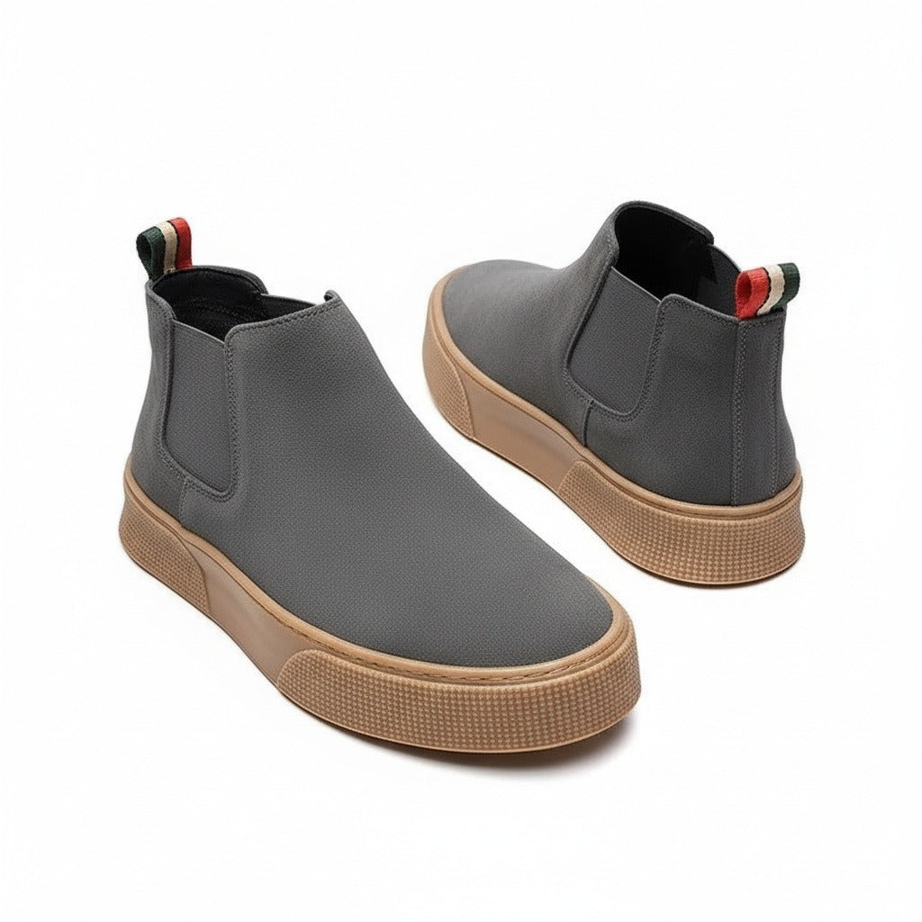 Grey Men's Slip On Shoes - Grey - Front View
