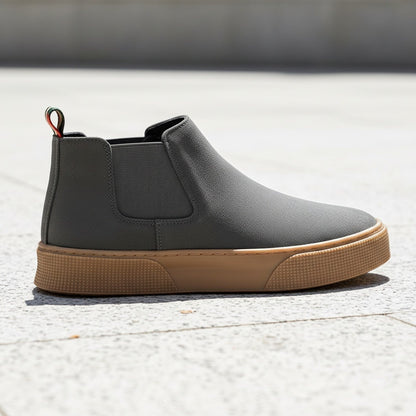 Grey Men's Slip On Shoes - Grey - Back View