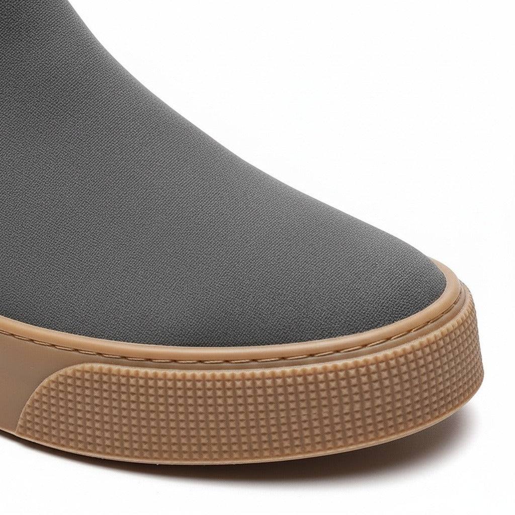 Grey Men's Slip On Shoes - Grey - Texture Close Up