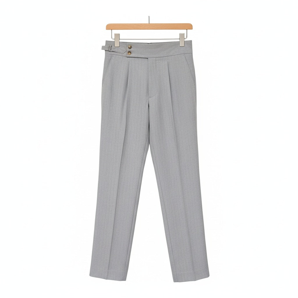 Grey Pleated Trousers Mens