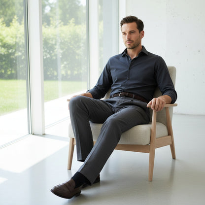 Grey Pleated Trousers Mens