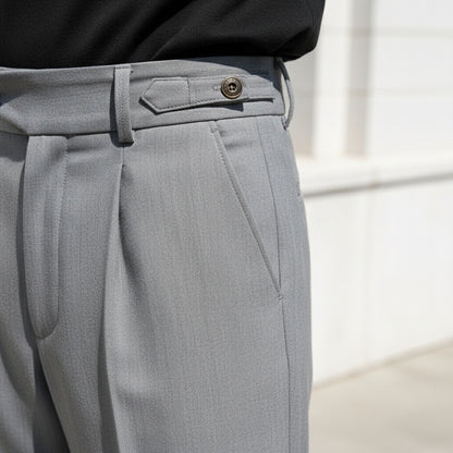 Grey Pleated Trousers Mens