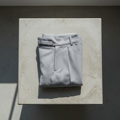 Grey Pleated Trousers Mens