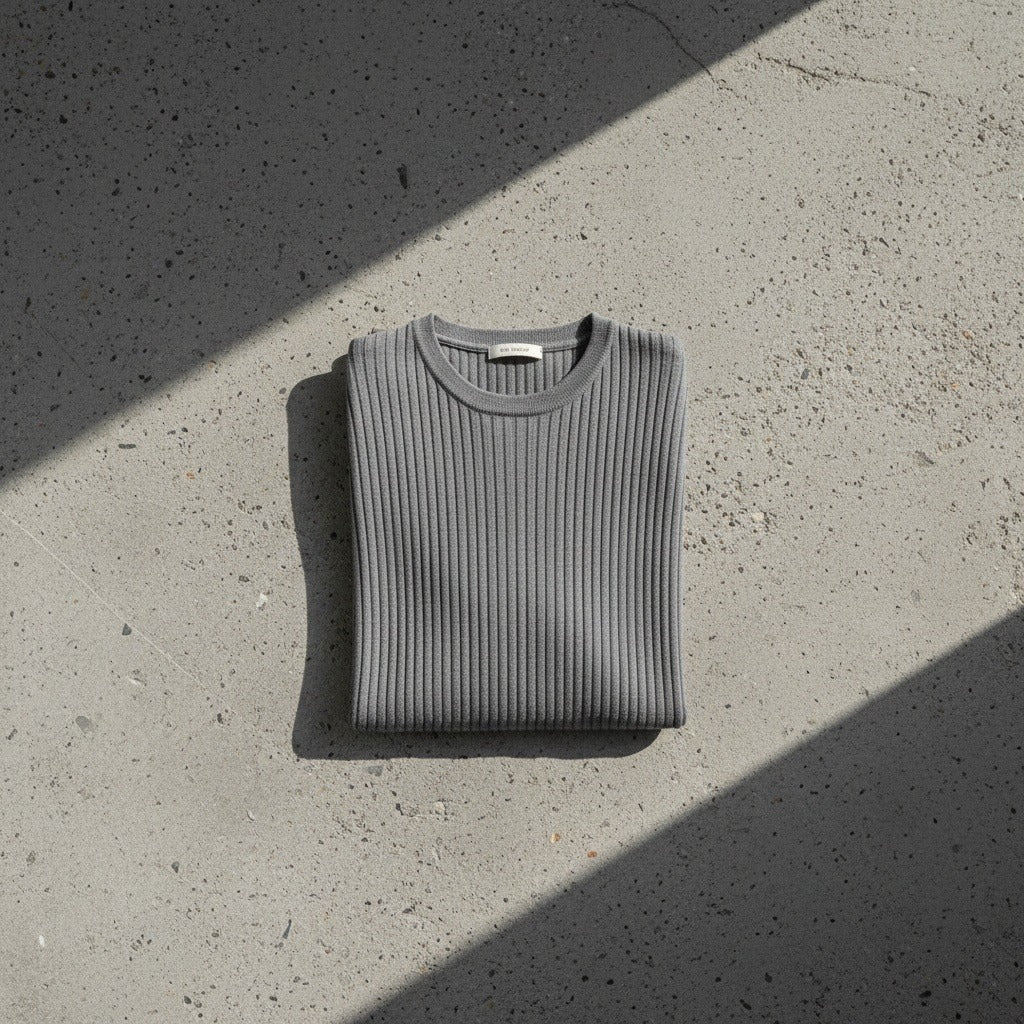 Grey Ribbed T Shirt - Grey - Lifestyle Inspiration