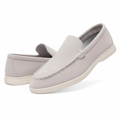 Grey Suede Loafers Men - Grey - Front View