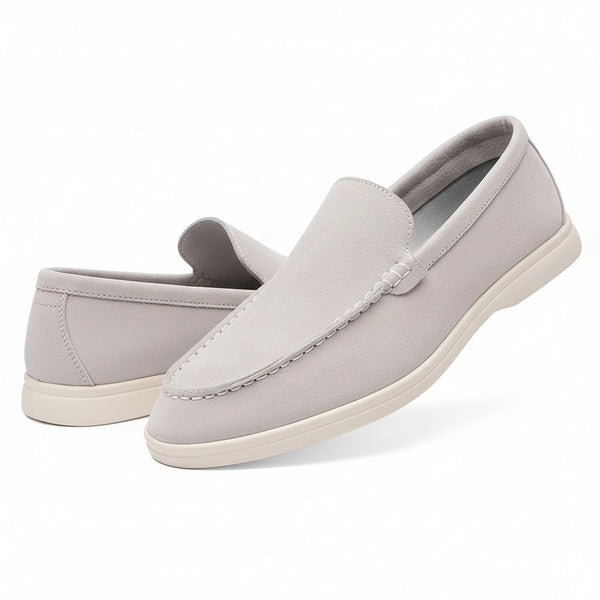 Grey Suede Loafers Men - Grey - Front View