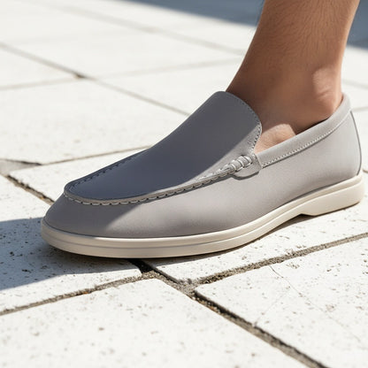 Grey Suede Loafers Men - Grey - Back View