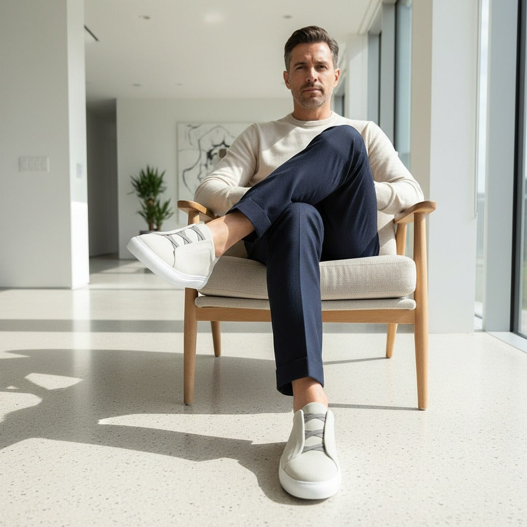 Grey Suede Sneakers Mens - Grey - Side Profile