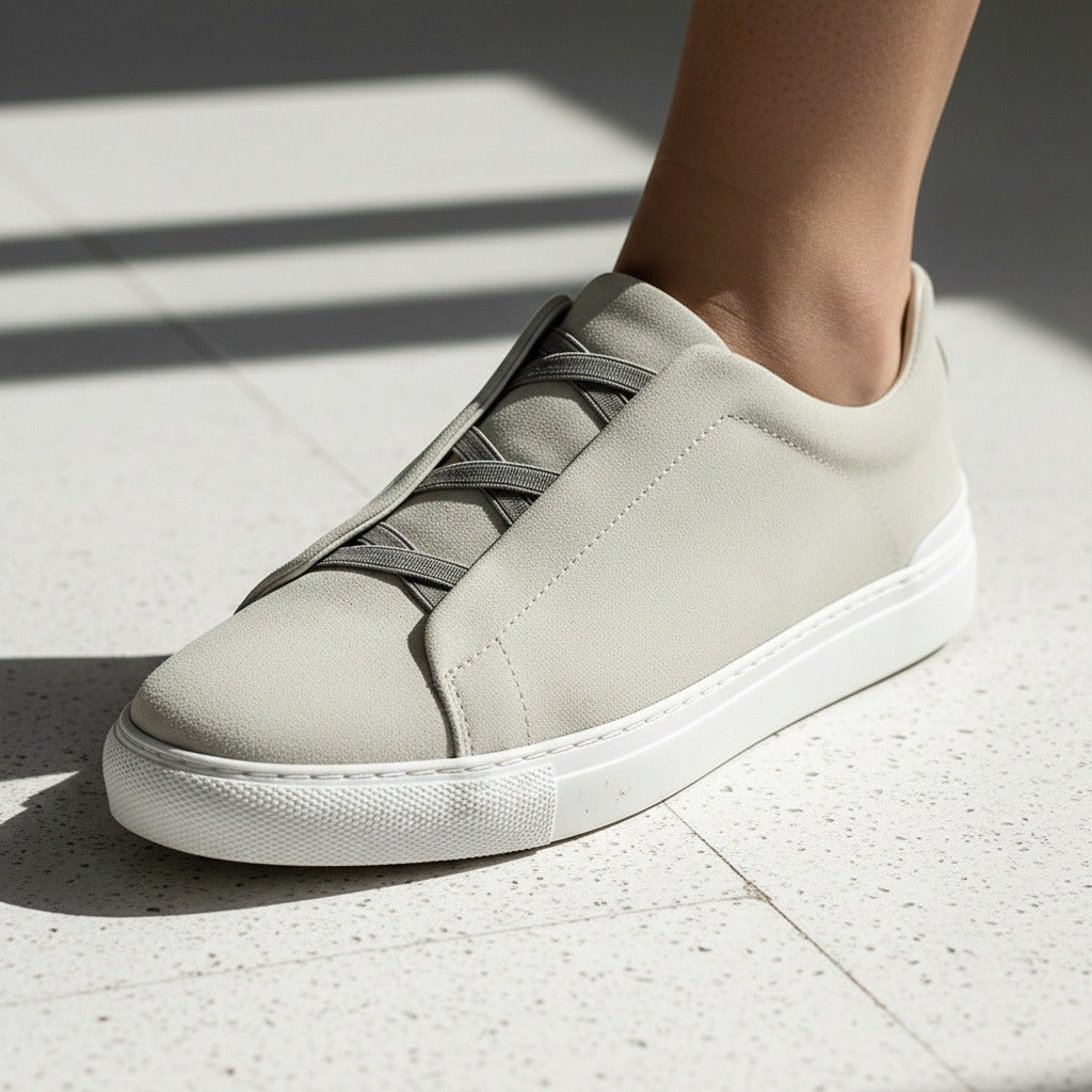 Grey Suede Sneakers Mens - Grey - Back View