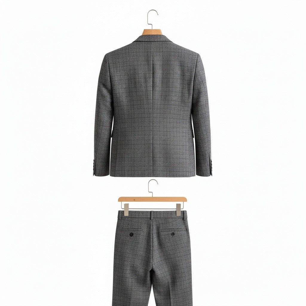 Grey Three Piece Suit - Grey - Fabric Detail
