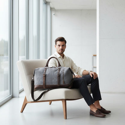 Grey Travel Bag - Grey - Side Profile