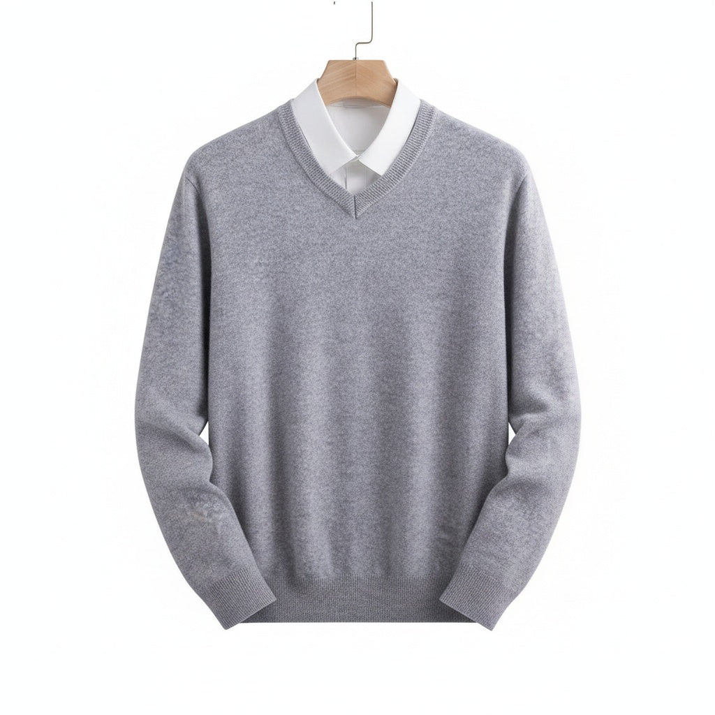 Grey V Neck Sweater for Men