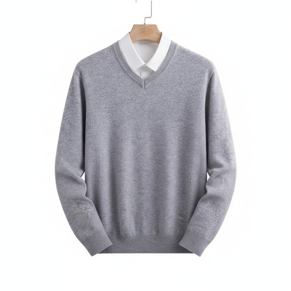 Grey V Neck Sweater for Men