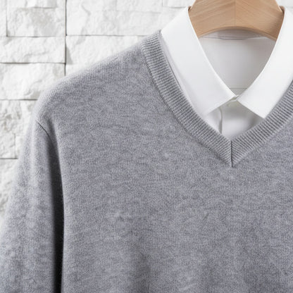 Grey V Neck Sweater for Men