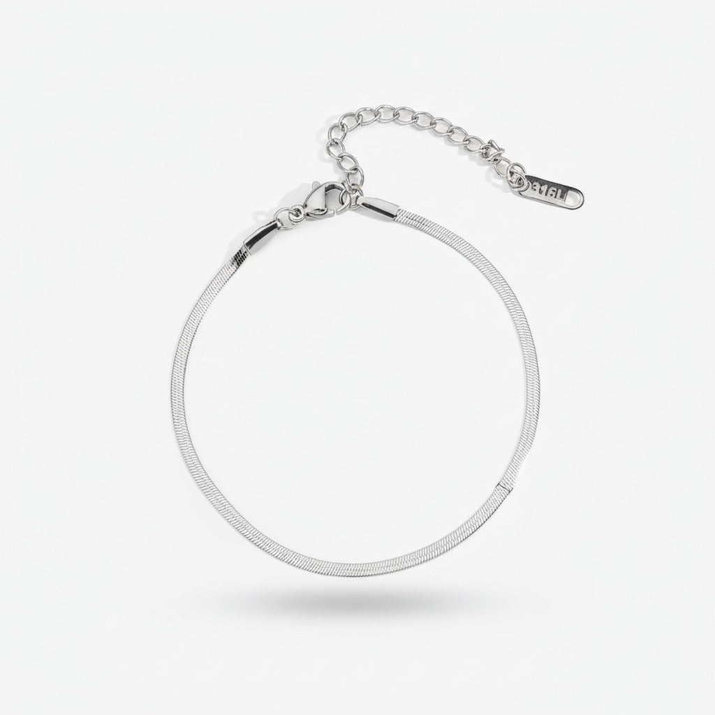 Herringbone Bracelet Men's - Silver - Front View