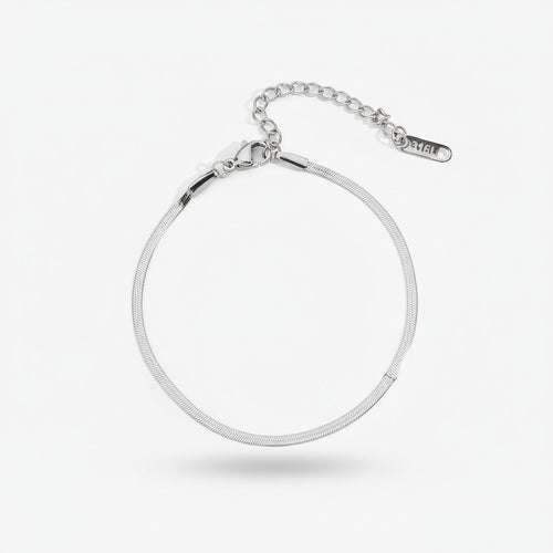 Herringbone Bracelet Men's - Silver - Front View