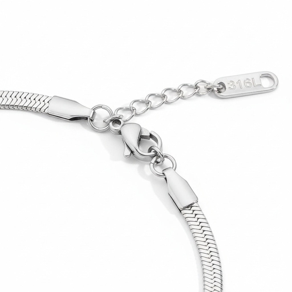 Herringbone Bracelet Men's - Platinum - Texture Close Up