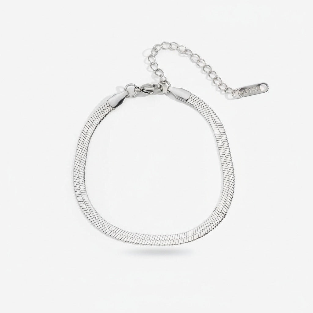 Herringbone Bracelet Men's - Chrome - Front View
