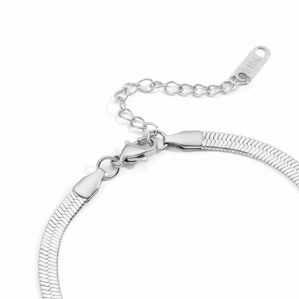 Herringbone Bracelet Men's - Chrome - Fabric Detail