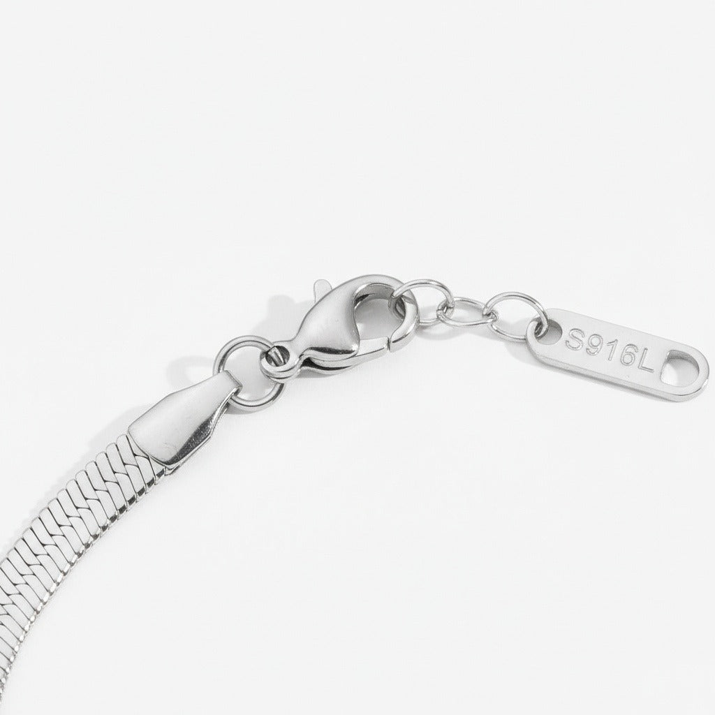Herringbone Bracelet Men's - Chrome - Texture Close Up