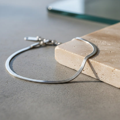 Herringbone Bracelet Men's - Silver - Back View