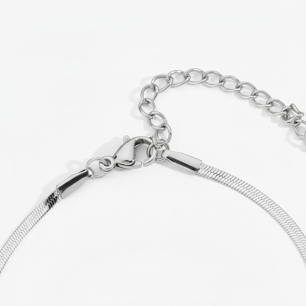 Herringbone Bracelet Men's - Silver - Fabric Detail