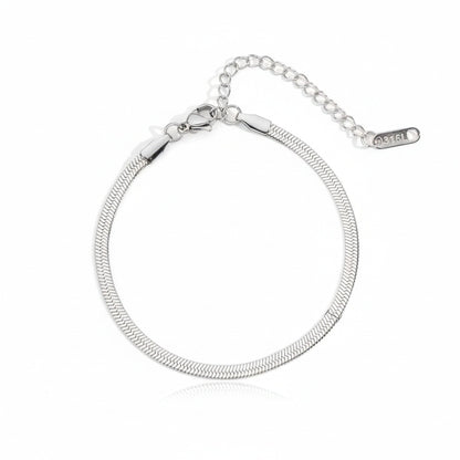 Herringbone Bracelet Men's - Platinum - Front View