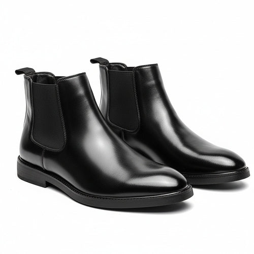 High Chelsea Boots Mens - Black - Front View
