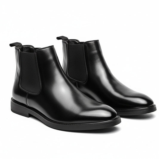 High Chelsea Boots Mens - Black - Front View