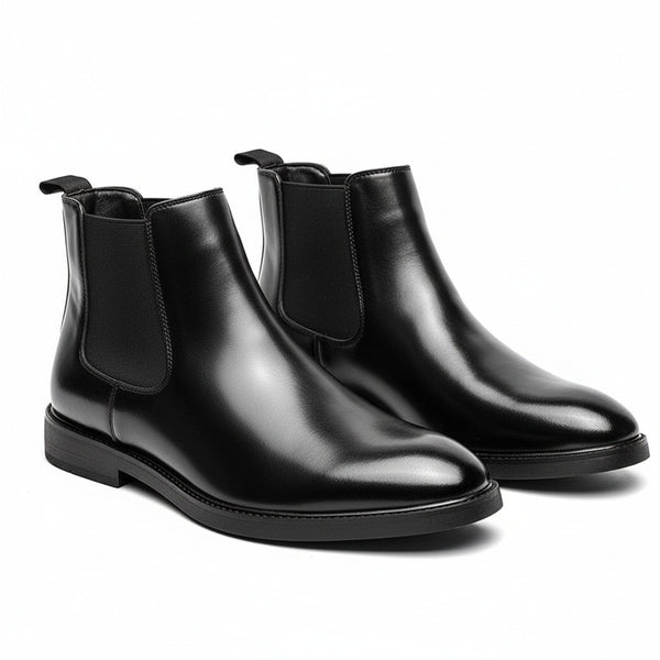 High Chelsea Boots Mens - Black - Front View
