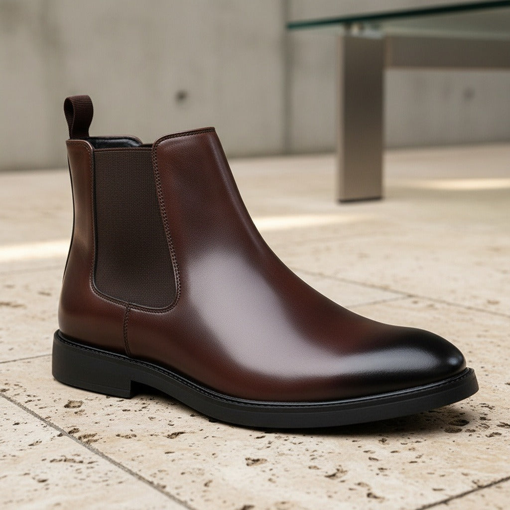 High Chelsea Boots Mens - Dark Brown - Back View