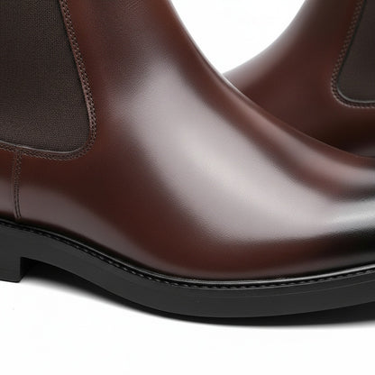 High Chelsea Boots Mens - Dark Brown - Texture Close Up